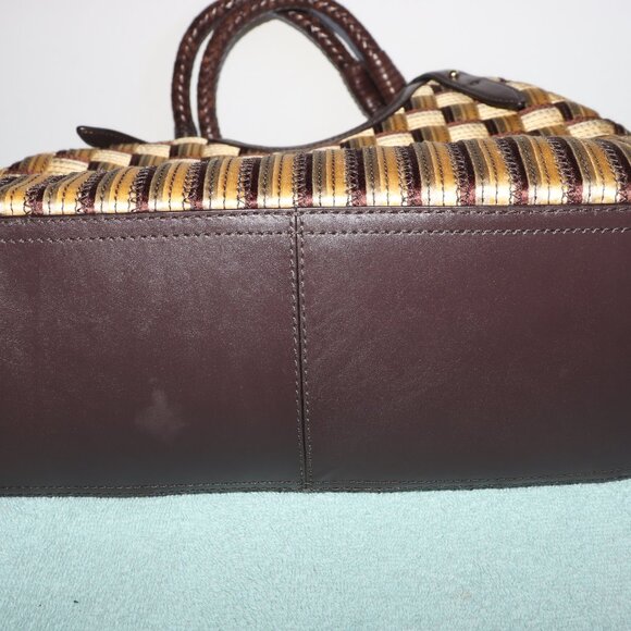 NWT COLE HAAN Genevieve Woven Triangle Hobo Shoulder Handbag Tote Silk Raffia - Picture 4 of 12